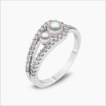 Yoko London - Sleek Akoya Pearl and Diamond Ring In White Gold